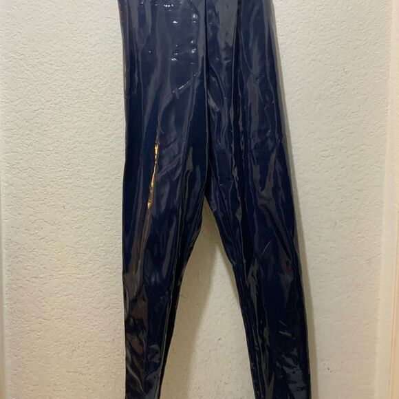 Commando Classic Faux Patent Leather Leggings High Rise Blue Pants Women’s Sz S - Picture 3 of 9
